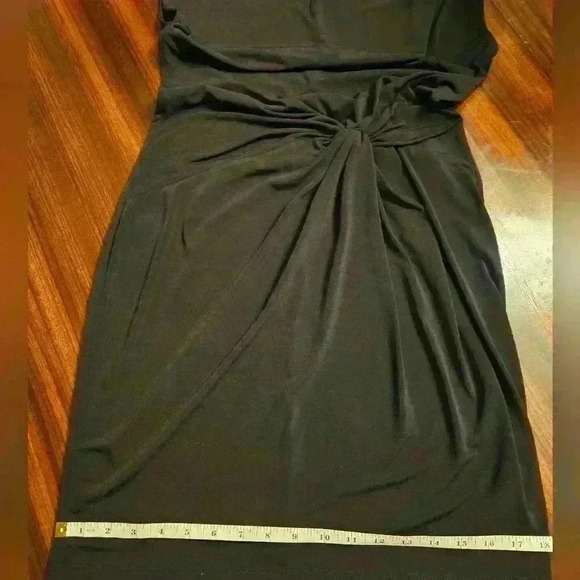 MICHAEL Michael Kors Black Midi Cap Sleeve Twist Waist Coctail Dress Sz S EUC - Picture 10 of 11